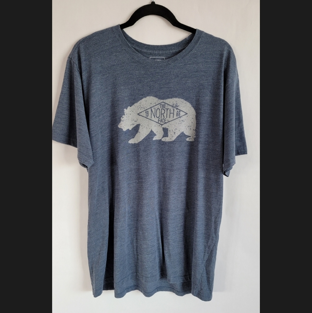 The North Face Men's T-shirt grey blue bear 1968 print XXL